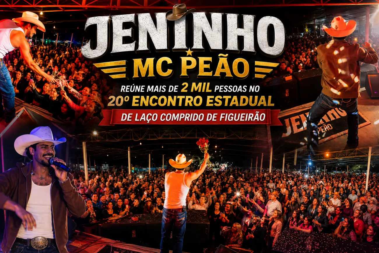 Ilustração da notícia Jeninho MC Peão reúne mais de 2 mil pessoas no Encontro Estadual de Laço Comprido de Figueirão da MS Todo dia